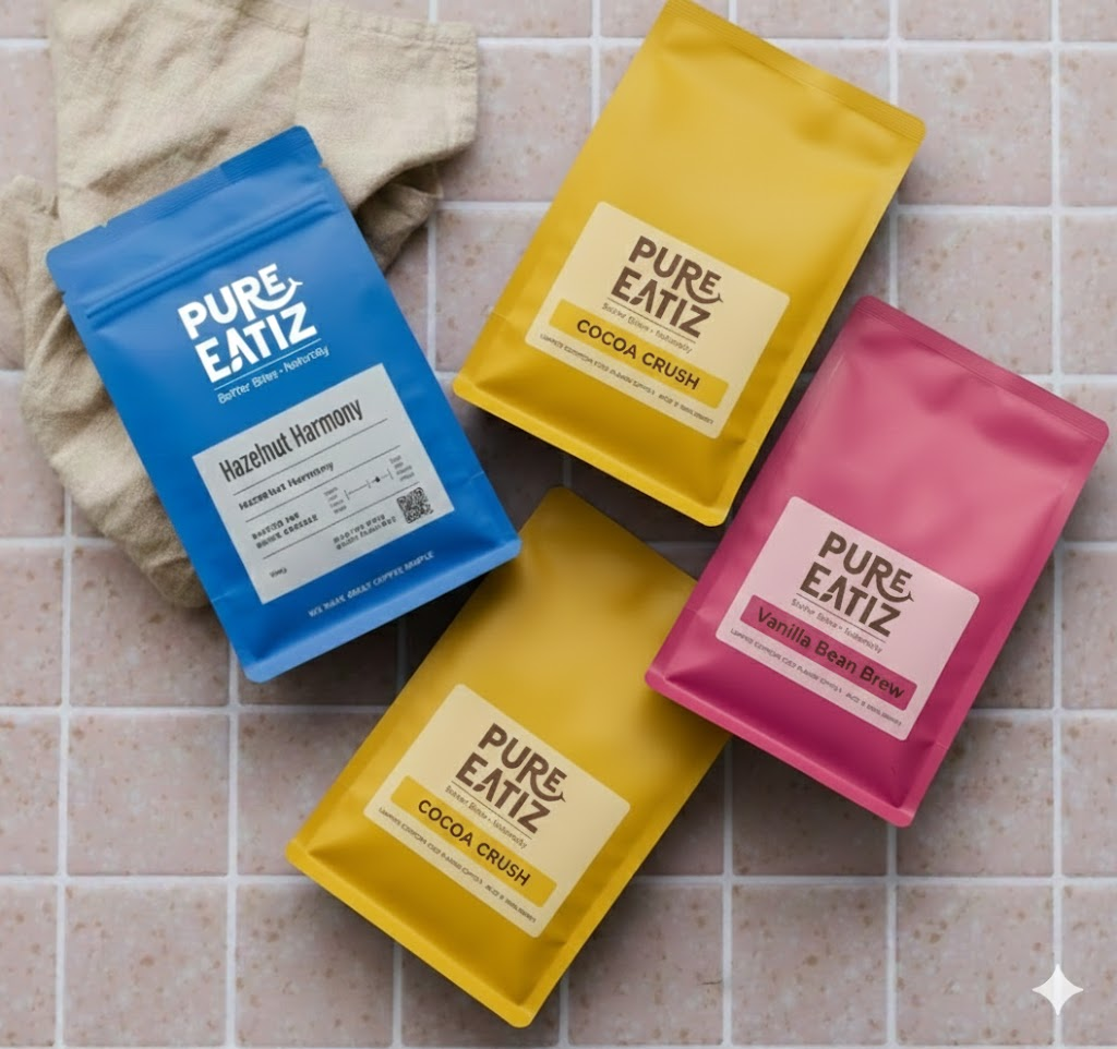 Pure Instant Coffee pack of 4: Espresso, Hazelnut, Mocha & Vanilla 50gx4